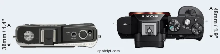 Compare E-P2 versus A7R top