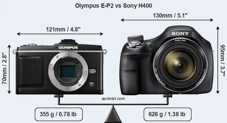 Size Olympus E-P2 vs Sony H400