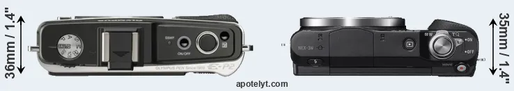Compare E-P2 versus NEX-3N top