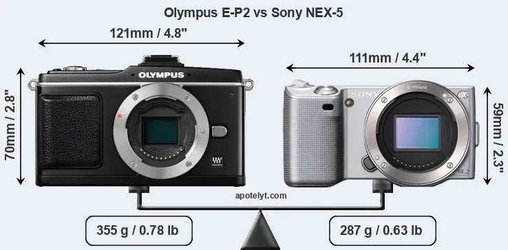 Size Olympus E-P2 vs Sony NEX-5