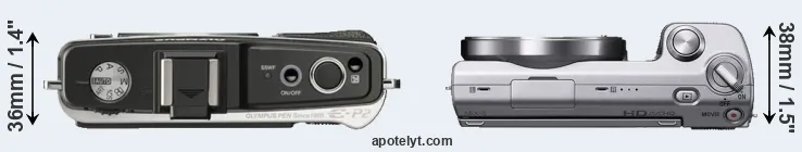 Compare E-P2 versus NEX-5 top