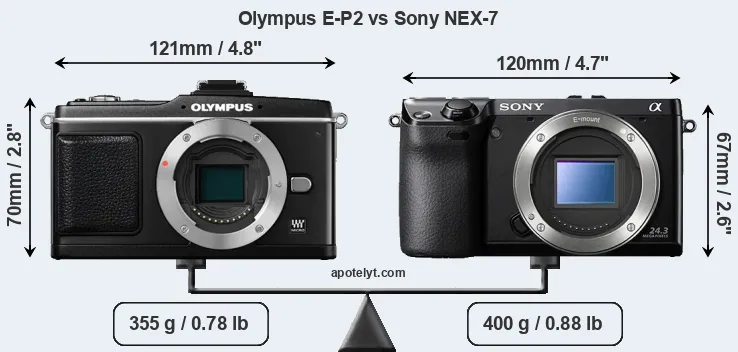 Size Olympus E-P2 vs Sony NEX-7