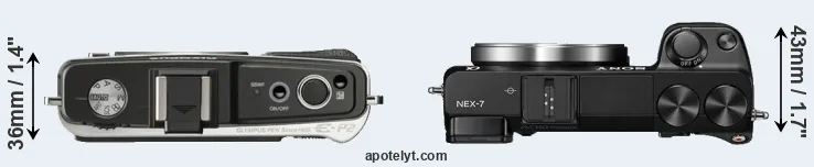 Compare E-P2 versus NEX-7 top