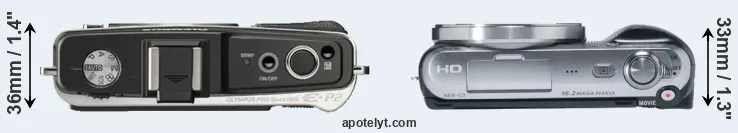 Compare E-P2 versus NEX-C3 top