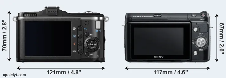 Comparison E-P2 or NEX-F3 rear