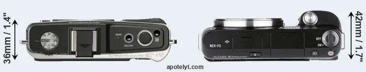 Compare E-P2 versus NEX-F3 top