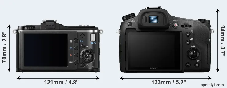 Comparison E-P2 or RX10 III rear