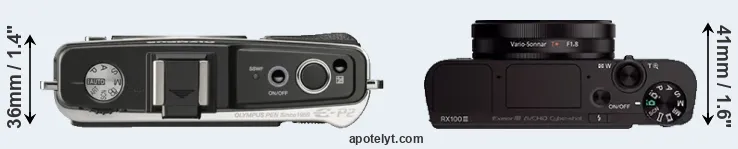 Compare E-P2 versus RX100 III top