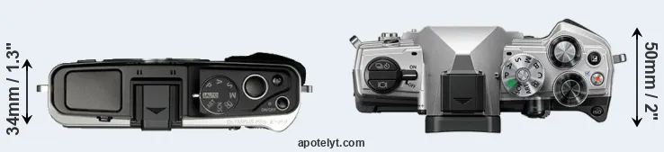 Compare E-P3 versus OM-5 top