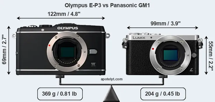 Size Olympus E-P3 vs Panasonic GM1