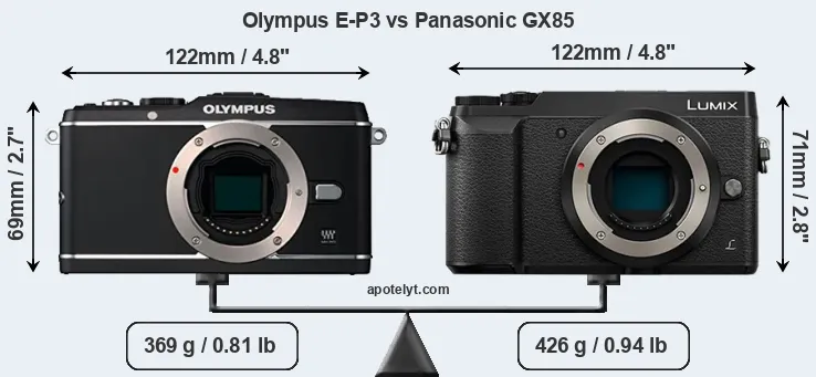 Size Olympus E-P3 vs Panasonic GX85