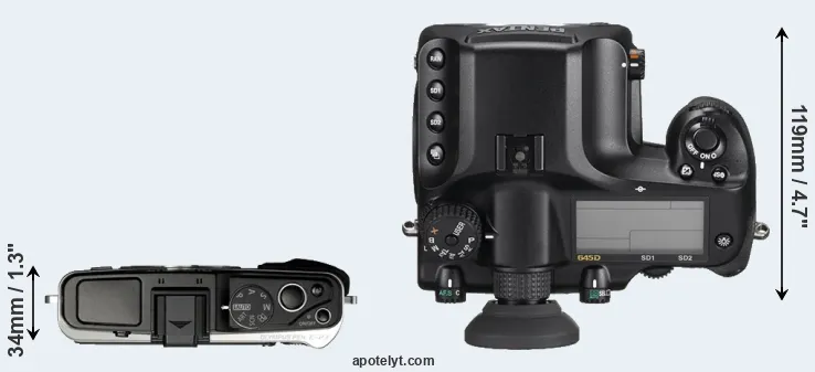 Compare E-P3 versus 645D top