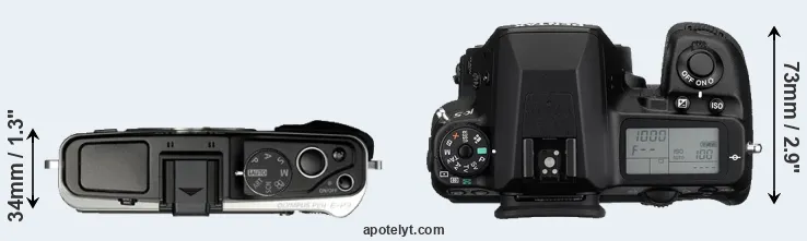 Compare E-P3 versus K-5 top