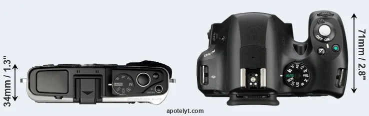 Compare E-P3 versus K-50 top