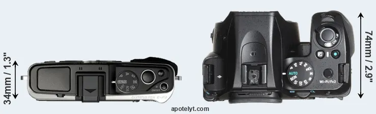 Compare E-P3 versus K-70 top