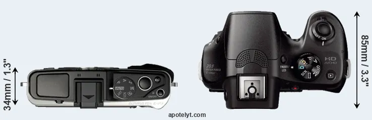 Compare E-P3 versus A3000 top