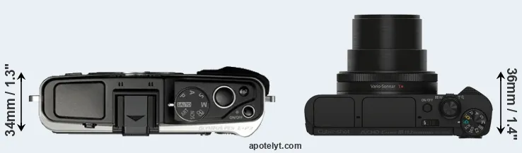 Compare E-P3 versus HX90V top