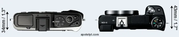 Compare E-P3 versus NEX-6 top