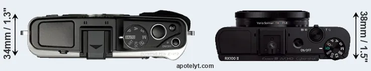 Compare E-P3 versus RX100 II top
