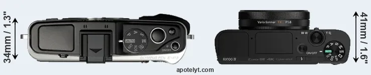 Compare E-P3 versus RX100 IV top
