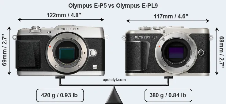 Size Olympus E-P5 vs Olympus E-PL9