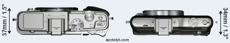 Compare E-P5 versus E-PM1 top