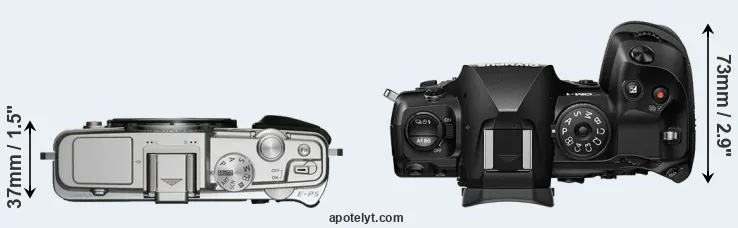Compare E-P5 versus OM-1 top