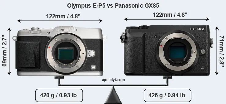 Size Olympus E-P5 vs Panasonic GX85