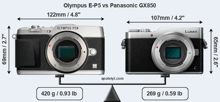 Size Olympus E-P5 vs Panasonic GX850