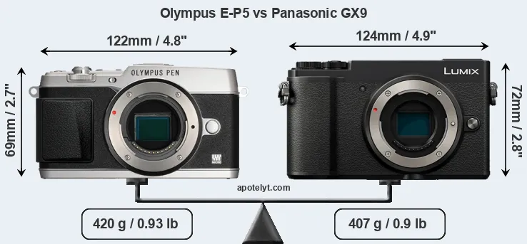 Size Olympus E-P5 vs Panasonic GX9