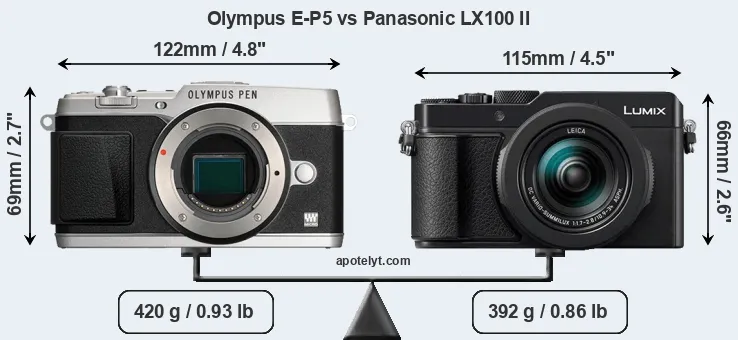 Size Olympus E-P5 vs Panasonic LX100 II
