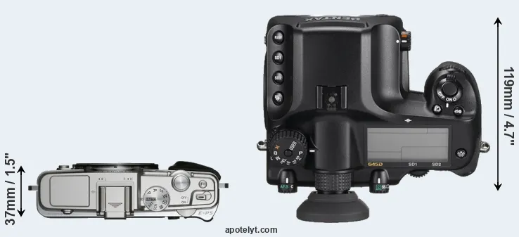 Compare E-P5 versus 645D top