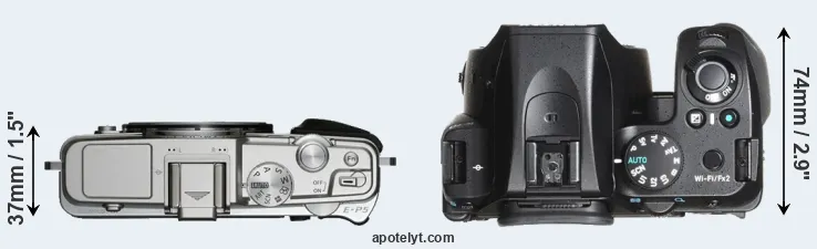 Compare E-P5 versus K-70 top