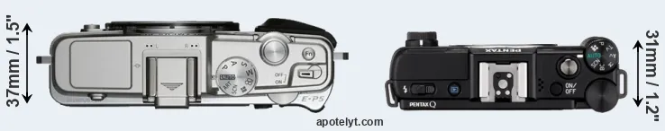 Compare E-P5 versus Pentax Q top