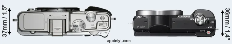 Compare E-P5 versus A5000 top