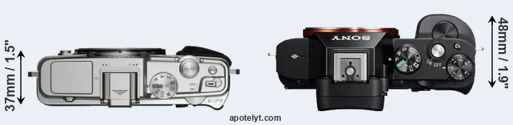 Compare E-P5 versus A7R top