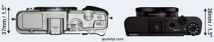 Compare E-P5 versus RX100 II top