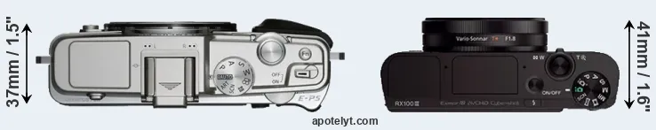 Compare E-P5 versus RX100 III top