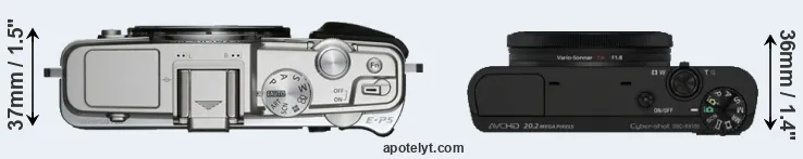 Compare E-P5 versus RX100 top