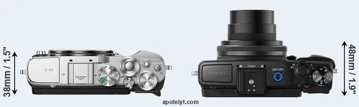Compare E-P7 versus XZ-2 top