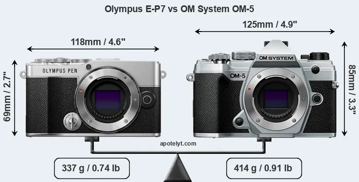 Size Olympus E-P7 vs OM System OM-5