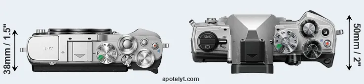 Compare E-P7 versus OM-5 top