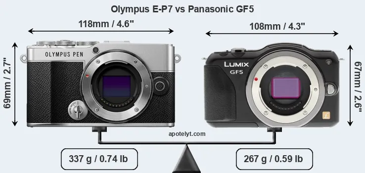 Size Olympus E-P7 vs Panasonic GF5