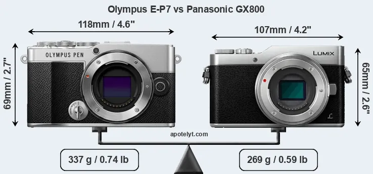 Size Olympus E-P7 vs Panasonic GX800