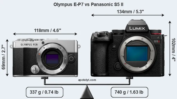 Size Olympus E-P7 vs Panasonic S5 II