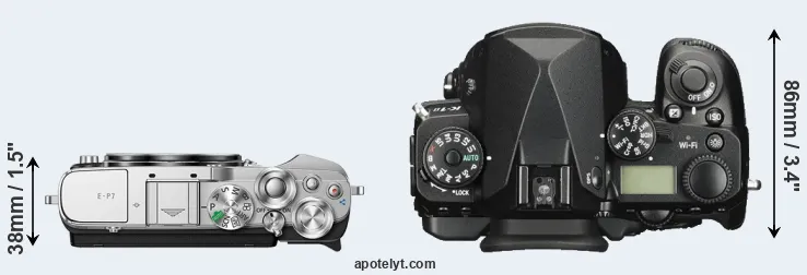 Compare E-P7 versus K-1 II top