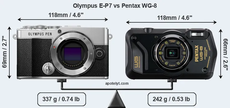 Size Olympus E-P7 vs Pentax WG-8