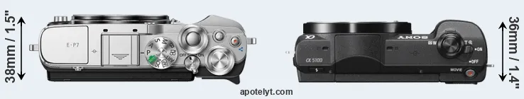 Compare E-P7 versus A5100 top