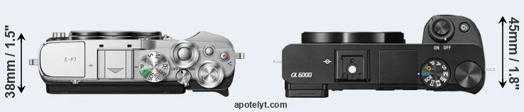 Compare E-P7 versus A6000 top