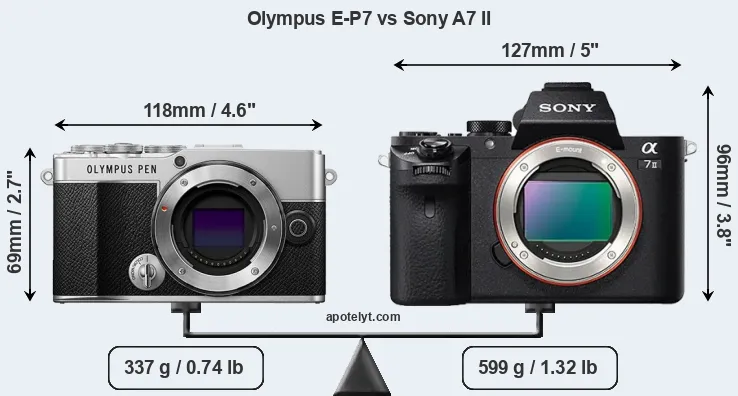 Size Olympus E-P7 vs Sony A7 II